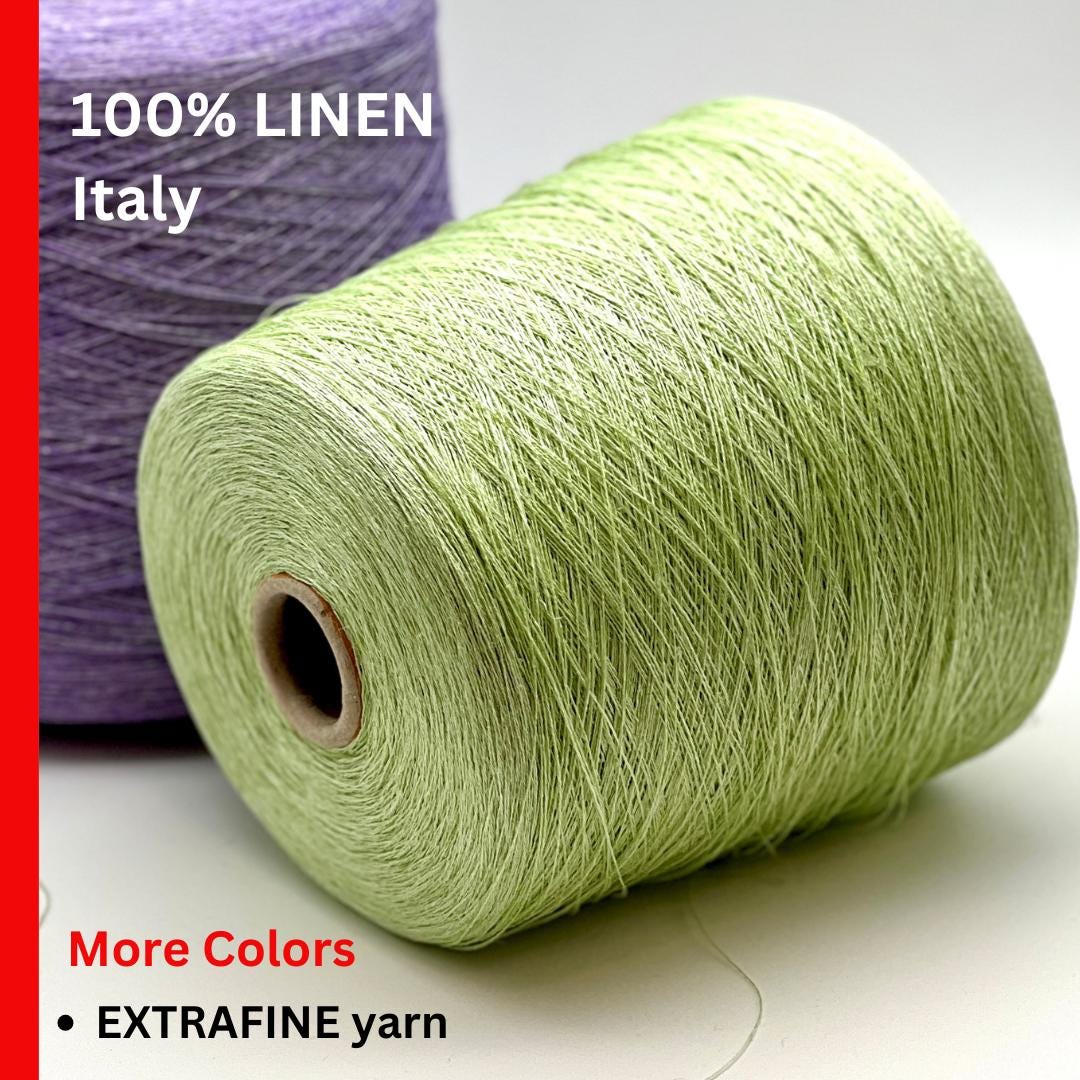 Servizi E Seta LINO linen yarn cone 1300m Italy
Luxury Italian 100 percent linen lace yarn close up
Fine linen yarn for summer tops weaving and blending
LINO linen yarn 1300m per 100g natural matte texture
Italian linen lace yarn for breathable garments and wraps