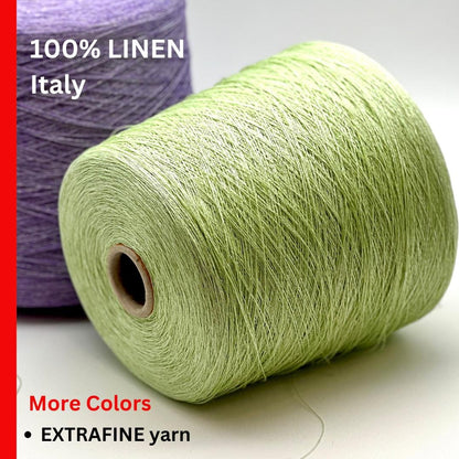 Servizi E Seta LINO linen yarn cone 1300m Italy
Luxury Italian 100 percent linen lace yarn close up
Fine linen yarn for summer tops weaving and blending
LINO linen yarn 1300m per 100g natural matte texture
Italian linen lace yarn for breathable garments and wraps