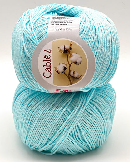 Shop Silky CABLE 4 at iDOKNiT. Premium 100% Egyptian Mako cotton. Smooth, DK weight 205m/100g fiber for breathable, soft, and matte-finish luxury knitwear.