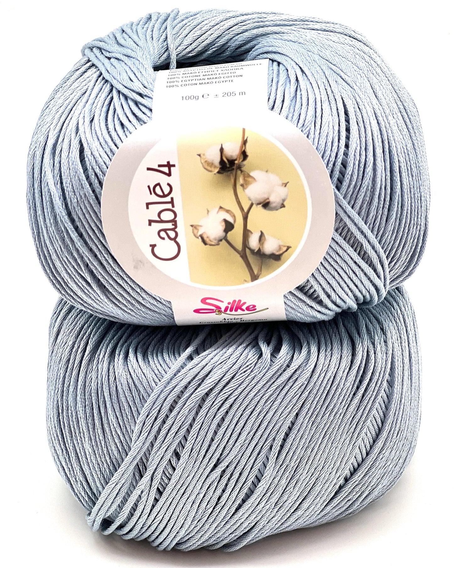 Shop Silky CABLE 4 at iDOKNiT. Premium 100% Egyptian Mako cotton. Smooth, DK weight 205m/100g fiber for breathable, soft, and matte-finish luxury knitwear.