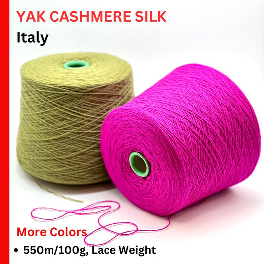 Elite iDOKNiT luxury lace yarn, LHASA by Filcom Italy. 40% yak, 40% cashmere, and 20% silk blend, Nm 2/11000. Authentic Italian-made ultra-fine yarn with natural warmth and soft bloom curated by iDOKNiT for professional knitting.
