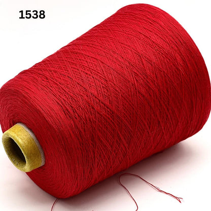 Emilcotoni Silk & Cotton lace yarn from Italy. Shown on professional cones in shades like Ochre, Navy Blue, and Brown. High-quality designer yarn for retail at iDOKNiT.com.