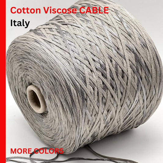 Mister Joe GRAFFITO 71% cotton 29% viscose Italian Aran yarn with a bold ribbon texture for summer knitting at iDOKNiT.