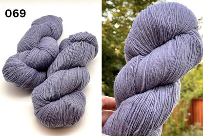 Exclusive iDOKNiT fingering weight heritage yarn, DUNDAGA 6.1 from Paces Vilnas Fabrika, Latvia. A traditional 6/1 single-ply blend of 70% Latvian wool and 30% Latvian merino, providing 460m per 100g. Curated by iDOKNiT in a spectrum of authentic blue and green Baltic shades (022, 023, 024, 054, 067, 069, 092) for rustic-refined knitwear with a soft, natural bloom.
