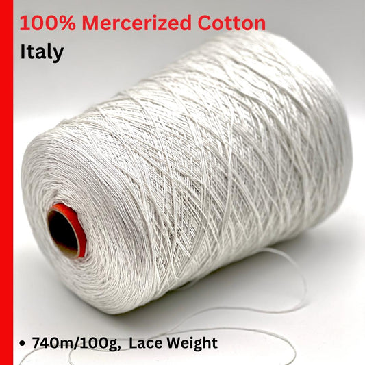Mercerized Cotton Yarn, SEVEN, Premium Italian Yarn by FILMAR, Available in Balls or Cones, Lace Weight, 740m/100g (809y/3.52oz)