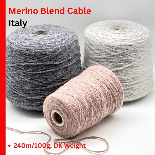 Merino BLEND Chain-Cable Yarn, AIR, Premium Italian Yarn by New Mill, Available in Balls and on Cones, DK Weight, 240m/100g (262y)