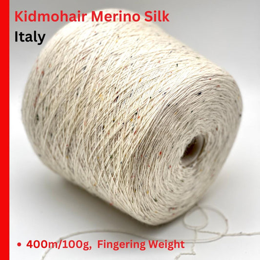 Spool of Kidmohair Merino Silk from Italy on a white background