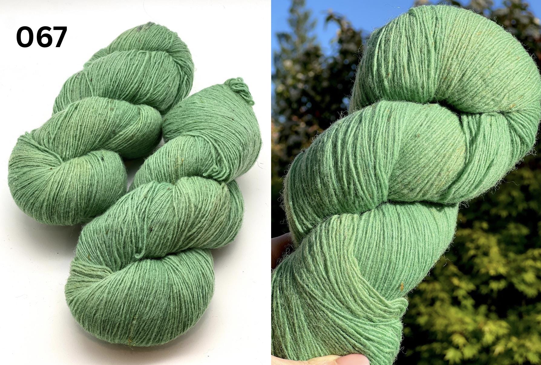 Exclusive iDOKNiT fingering weight heritage yarn, DUNDAGA 6.1 from Paces Vilnas Fabrika, Latvia. A traditional 6/1 single-ply blend of 70% Latvian wool and 30% Latvian merino, providing 460m per 100g. Curated by iDOKNiT in a spectrum of authentic blue and green Baltic shades (022, 023, 024, 054, 067, 069, 092) for rustic-refined knitwear with a soft, natural bloom.