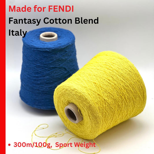 RARE Find: Fantasy Cotton Yarn Made for FENDI, CALEDONIA, Luxury Italian Yarn by Igea, Available in Balls or Cones, Sport Weight, 750m/100g