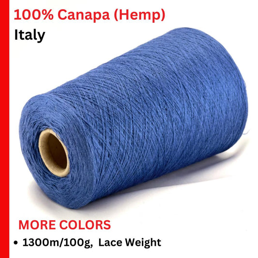 HEMP Yarn, 100% CANAPA, Premium Italian Yarn by TOSCANO, Available in Balls and on Cone, Lace Weight, 1300m/100g