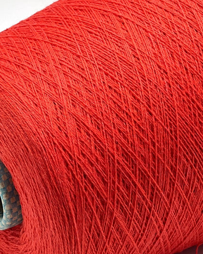 Close-up of a red spool of yarn