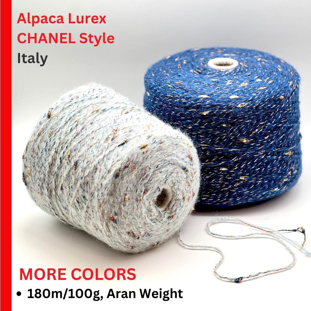 TAURUS couture yarn by RiGo, Italy — luxury aran-weight baby alpaca blend with multicolor viscose wrap and boucle “shishibriki” nubs. Sold at iDOKNiT.