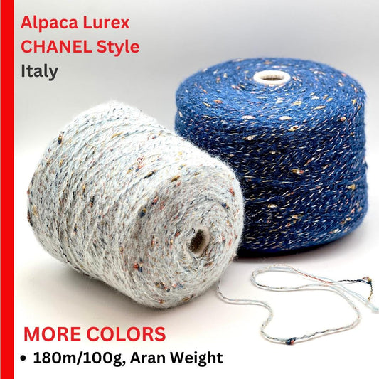 Alpaca Viscose Fantasy CHANEL-Style Yarn, TAURUS, Luxury Italian Yarn by RiGo, Available in Balls and on Cone, Aran Weight, 180m/100g (196y)