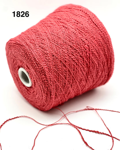 Red spool of yarn on a white background