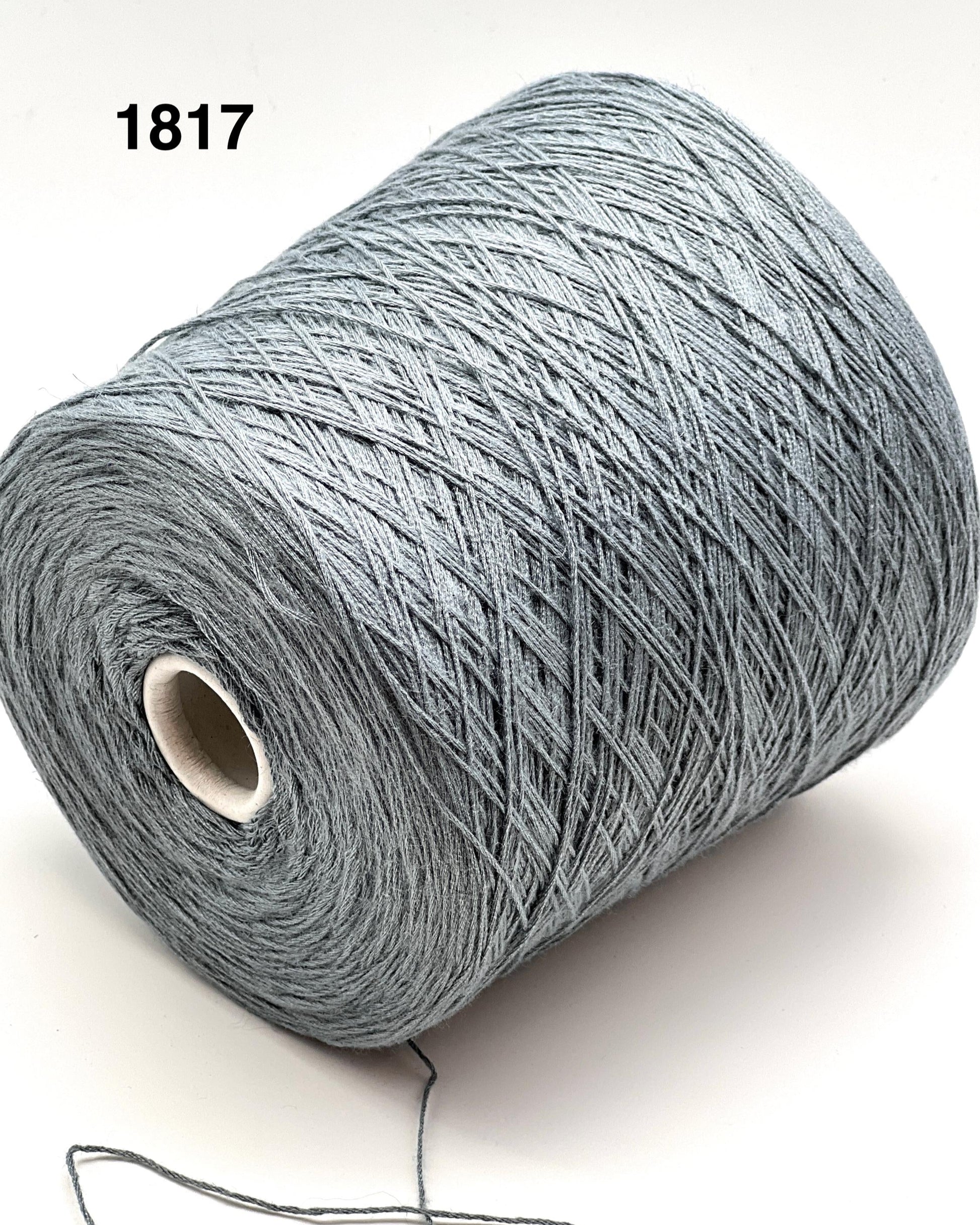 Roll of gray yarn with a white background