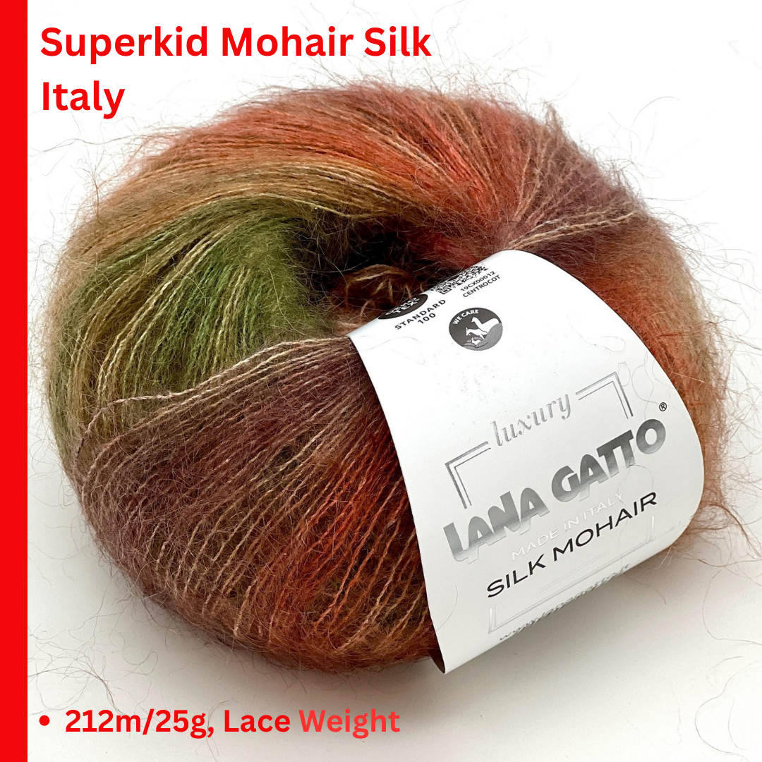 Lana Gatto Silk Mohair 75 percent SuperKid Mohair 25 percent Silk gradient lace weight yarn from iDOKNiT