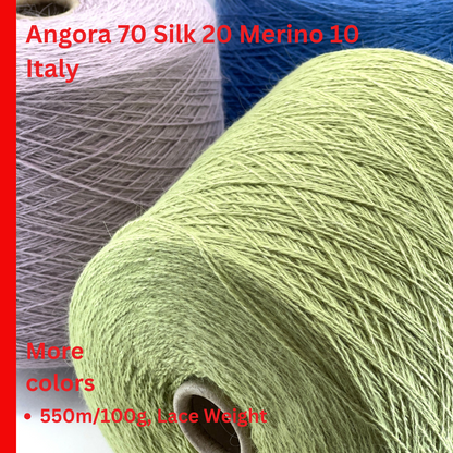 Angora Silk Merino Yarn, LIPARI, Filcom, Italian Yarn, Luxury Yarn, Yarn on Cone, 100g/550m