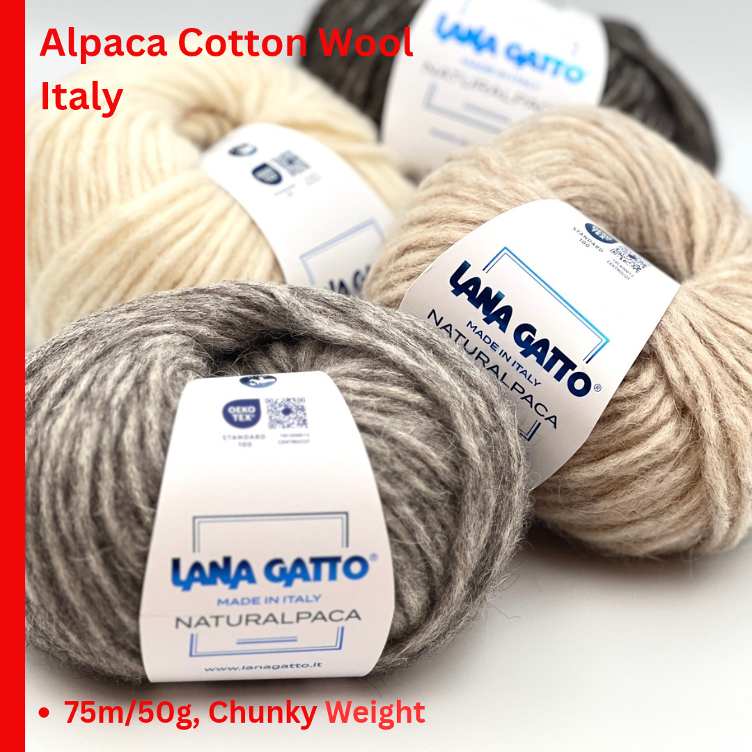 Lana Gatto Naturalpaca 46 percent Alpaca 32 percent Wool 22 percent Cotton Italian chunky chainette yarn from iDOKNiT