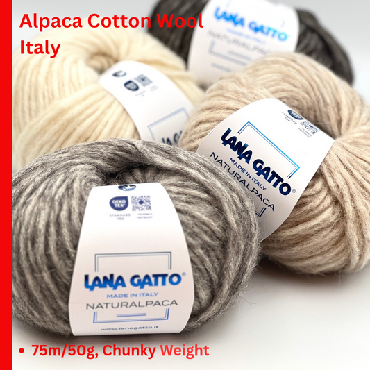 Lana Gatto Naturalpaca 46 percent Alpaca 32 percent Wool 22 percent Cotton Italian chunky chainette yarn from iDOKNiT