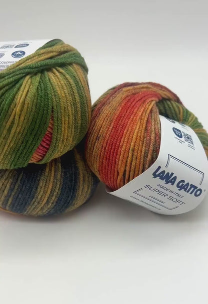 Lana Gatto SUPER SOFT Print Colors yarn ball – extra fine merino wool made in Italy