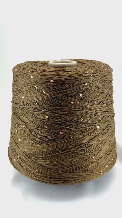 PAILLETTES LINEN Yarn, Sparkling Yarn, Premium Italian Yarn by G&G Filati, Lace Weight, 500m/100g (546y/3.52oz)
