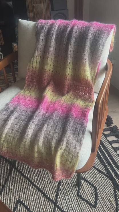 Gradient Hand-Knitted Palantine Shawl Scarf, Dundaga Wool Alpaca Oversized Wrap, Van Gogh Monet Goya Artist Collection