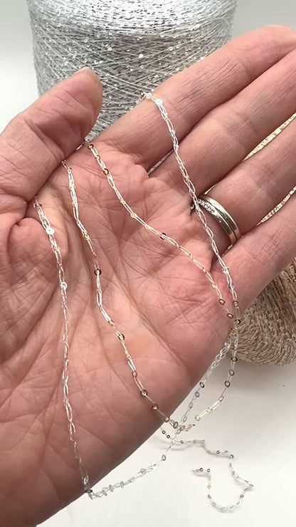 PAILLETTES Cable Yarn, SEQUINS, Cucinelli-Style Premim Italian Yarn by Cofil, Available in Balls or Cones, Lace Weight, 460m/100g (503y/3.52oz)