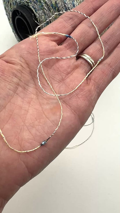 Cotton FANTASY FLAME Lurex Tweed Yarn, CRISTALLO, Luxury Collection by RiGo, Sold in Balls or on Cones, Lace Yarn, VARIABLE METRAGE/YARDAGE