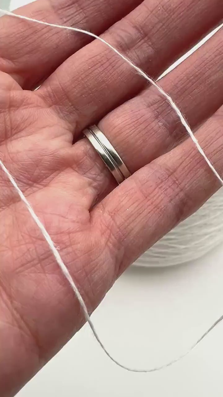 Pure linen yarn Botto Giuseppe NILO in Snow White color
Luxury Italian lace weight linen yarn close up texture
Botto Giuseppe NILO 100% pure linen yarn for summer tops
Snow White linen yarn for weaving crochet and lace knitting
Fine Italian linen yarn for heirloom garments and resort wear