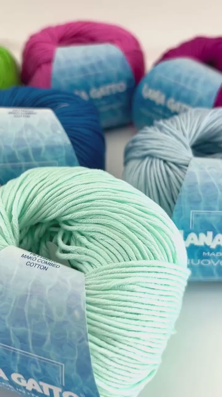 Lana Gatto Nuovo Jaipur 100% Egyptian Mako cotton worsted weight yarn from iDOKNiT. Smooth, premium Italian-spun fiber for luxury hand and machine knitting, 100m per 50g ball.