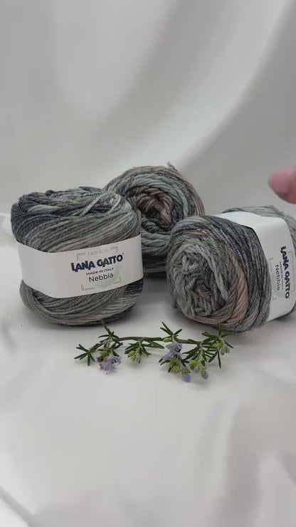 Alpaca Silk Merino Multicolor Yarn, NEBBIA, Premium Italian Yarn by Lana Gatto, Hand Knitting and Machine Knitting, BALL 200m/50g (219y/1.72oz)