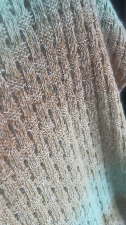 Gradient Hand-Knitted Palantine Shawl Scarf, Dundaga Wool Alpaca Oversized Wrap, Van Gogh Monet Goya Artist Collection