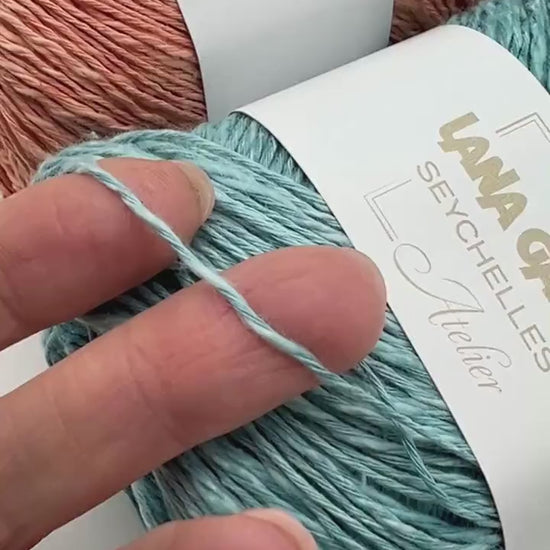 Lana Gatto SEYCHELLES cotton and hemp Italian sport weight yarn for summer knitting at iDOKNiT.