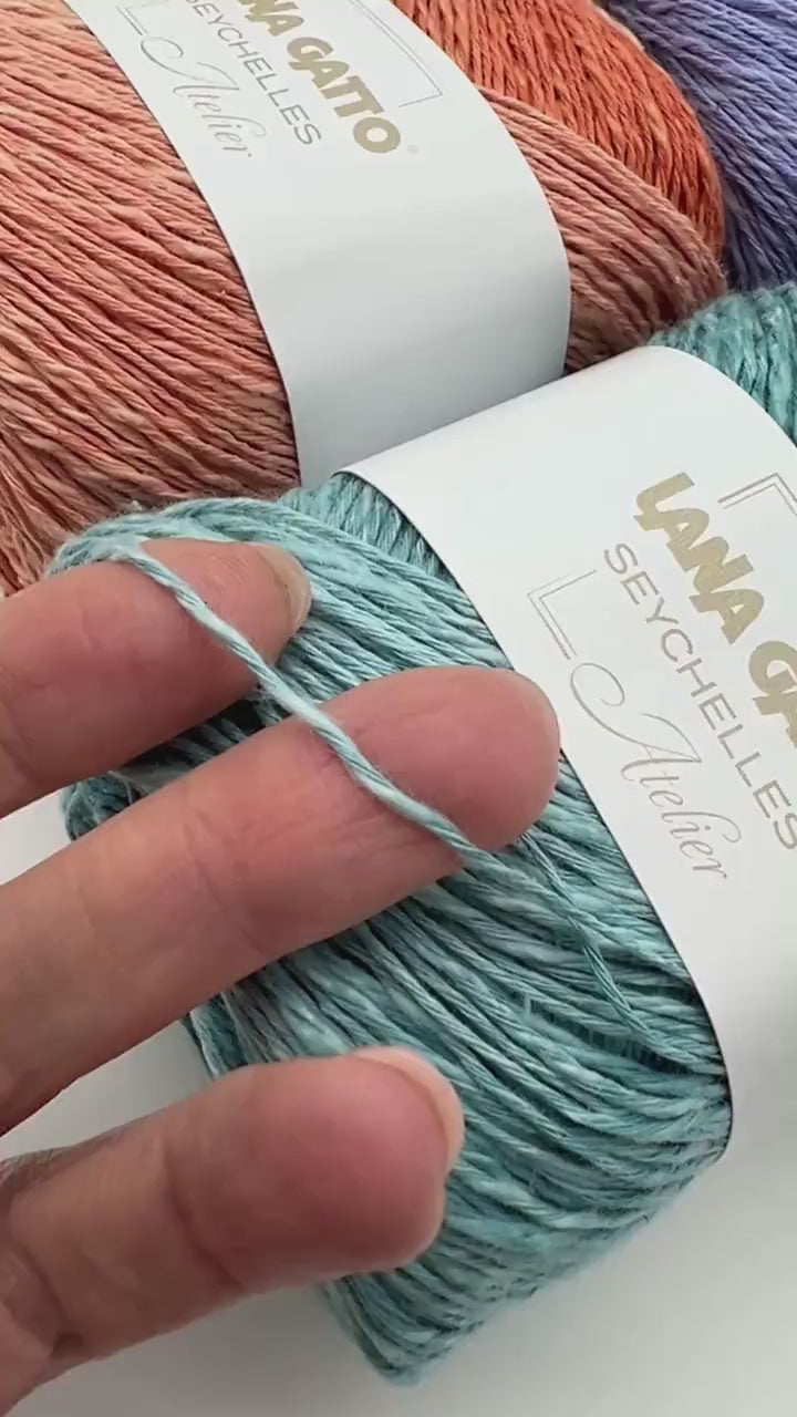 Lana Gatto SEYCHELLES cotton and hemp Italian sport weight yarn for summer knitting at iDOKNiT.