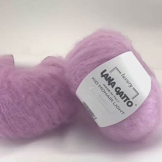Lana Gatto Kid Mohair Light luxury wool blend yarn from iDOKNiT. Fluffy, lightweight Italian-spun roving with a soft halo for high-end knitting and crochet, 90m per 50g ball.