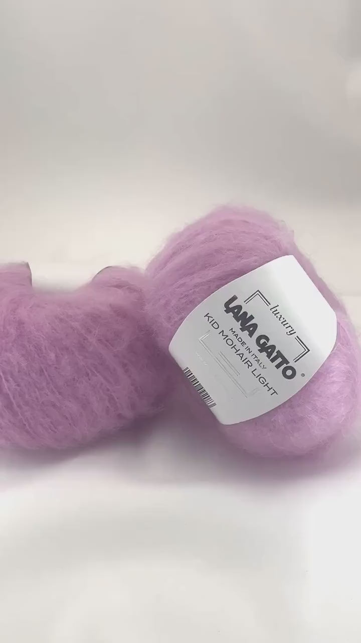 Lana Gatto Kid Mohair Light luxury wool blend yarn from iDOKNiT. Fluffy, lightweight Italian-spun roving with a soft halo for high-end knitting and crochet, 90m per 50g ball.
