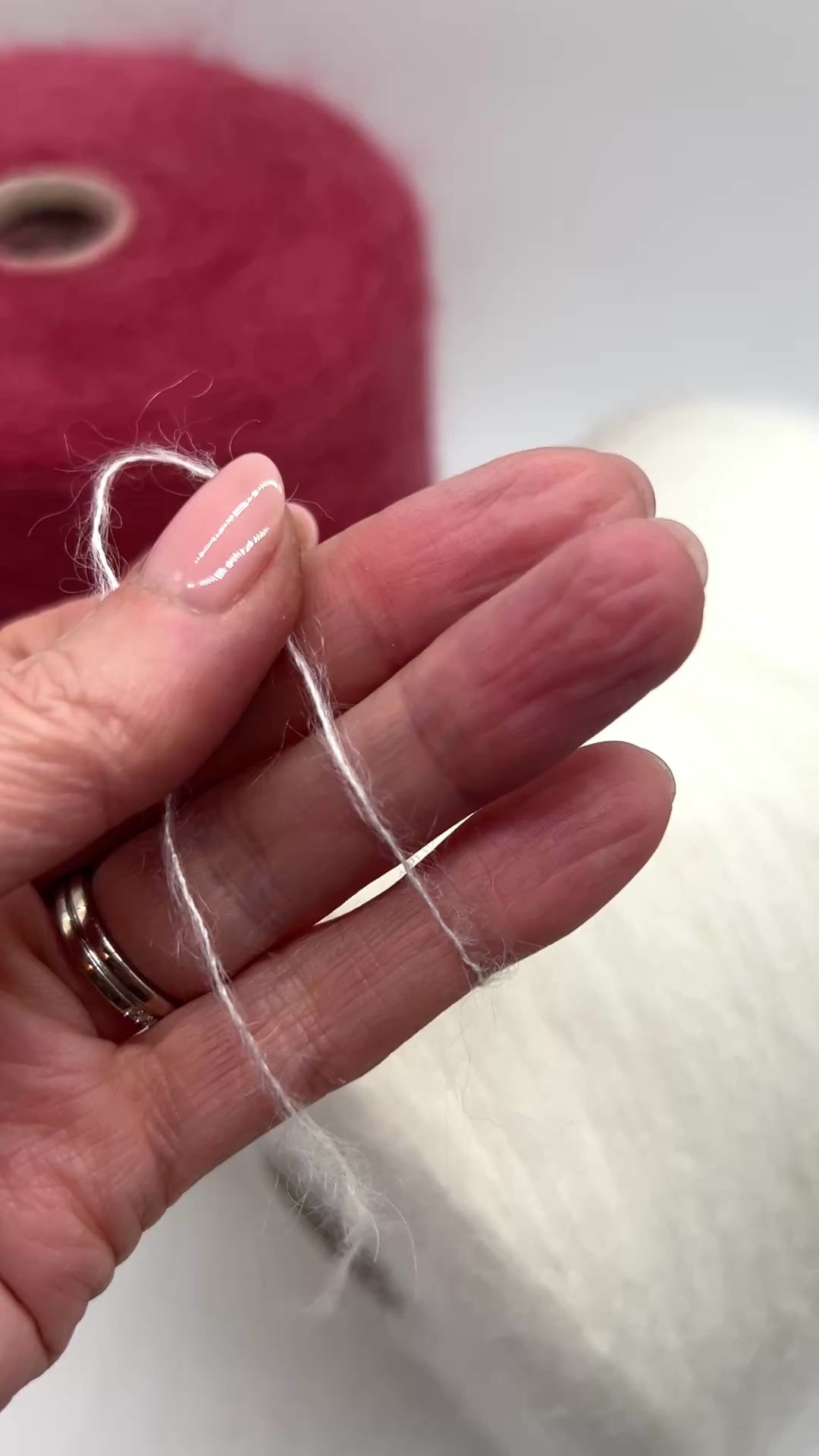 Elite iDOKNiT luxury lace weight yarn, AURORA by Filcom Italy. 70% super kid mohair and 30% silk blend, Nm 8500. Authentic Italian-made fluffy yarn with a dreamy halo and elegant silk core curated by iDOKNiT for professional knitting