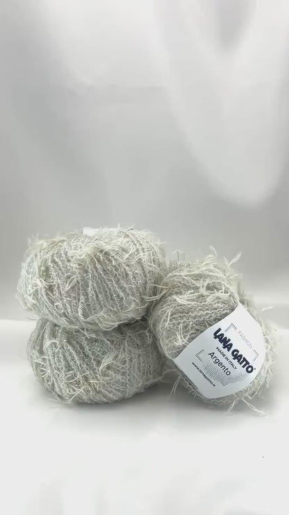 Trandy Sparkling CHANEL-Style Lurex Mohair Grass Yarn, ARGENTO, Premium Italian Yarn, Fashion Collection by Lana Gatto, DK, 115m/50g Ball (126y/1.72oz)