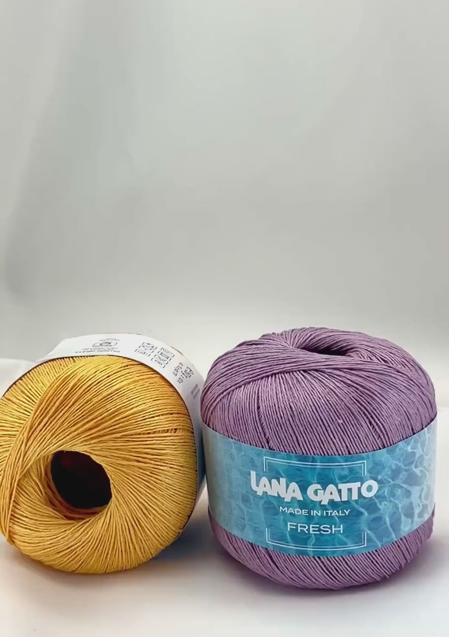 FRESH 100% Linen flax yarn by Lana Gatto, Italy – premium sport-weight summer yarn shown in a vibrant palette of colors. Ideal for breathable summer tops, elegant lightweight cardigans, and luxury knitting. Made in Tollegno, Italy. Available at iDOKNiT.com.