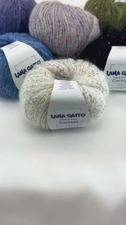 Paillettes Sparkling Mohair Yarn, COCTAIL, Fashion Collegection by Lana Gatto, Italian Yarn, 115m/50g  (126y/1.72oz)