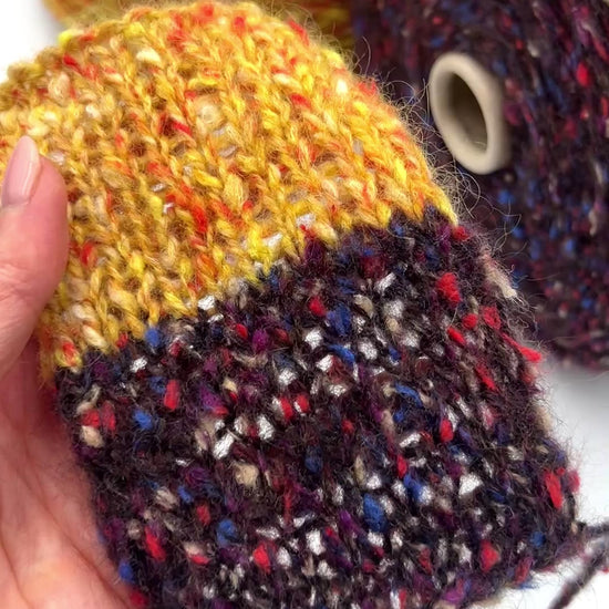 Lineapiu Italia Douglas mohair merino wool DK weight tweed yarn in hand wound balls from iDOKNiT