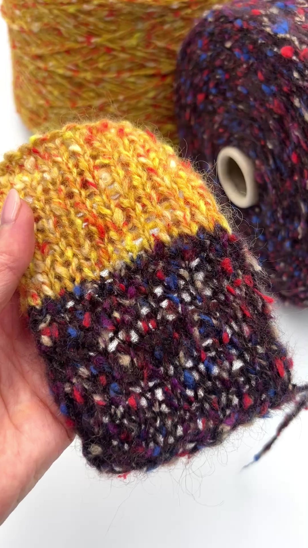 Lineapiu Italia Douglas mohair merino wool DK weight tweed yarn in hand wound balls from iDOKNiT