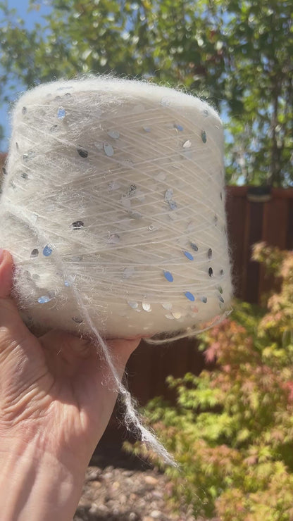 PAILLETTES Superkid Mohair Yarn, PIERROT, Premium Fancy Italian Yarn by Mister Joe, Available in Balls and on Cones, DK Weight, 210m/100g (229y/3.52oz)