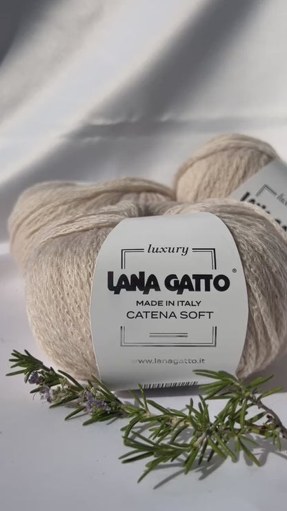 Пряжа CORD из шерсти беби альпаки, хлопок, CATENA SOFT, коллекция Luxuy от Ланы Гатто, итальянская пряжа, вес DK, 125 м/50 г (137 ярдов/1,76 унции)