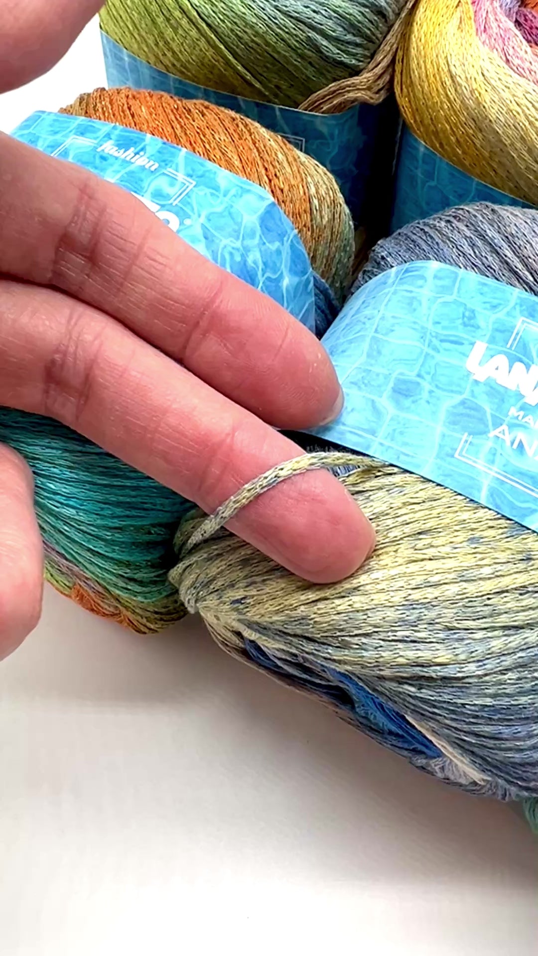 Exclusive iDOKNiT sport weight summer yarn, ANANAS by Lana Gatto Italy. A vibrant Fashion Collection 2026 blend of 75% cotton and 25% viscose, providing 290m per 100g ball. Authentic Italian-made luxury fiber curated by iDOKNiT for breathable, eco-friendly garments with a bold multicolour character and soft, fluid drape.