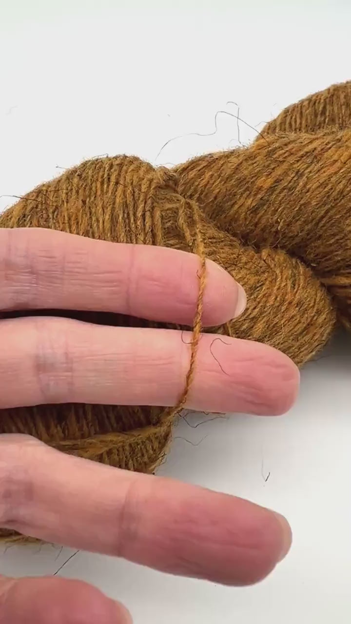 Exclusive iDOKNiT rustic fingering weight yarn, Romanov Sheep Wool from Paces Vilnas Fabrika, Latvia. 100% pure Romanov wool traditionally processed to retain 70% natural lanolin for extreme durability and weather resistance. Single-ply construction providing 420m per 100g. Curated by iDOKNiT in natural and tweed-effect dyed shades for heritage-style, hearty knitwear.