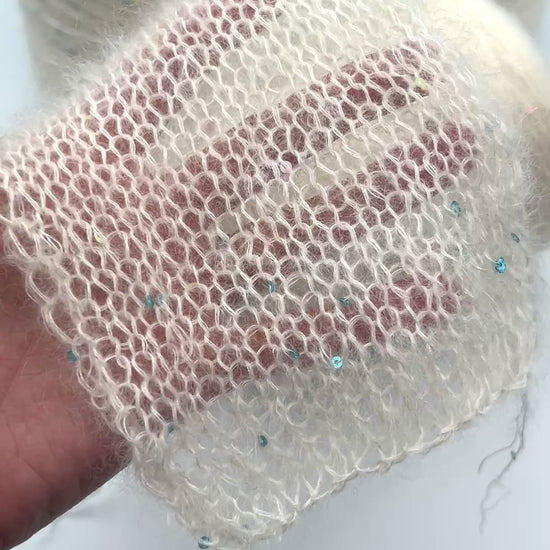 GG FILATI CIGNO Italian superkid mohair silk lace fingering weight yarn with integrated 3mm sequins on cone from iDOKNiT