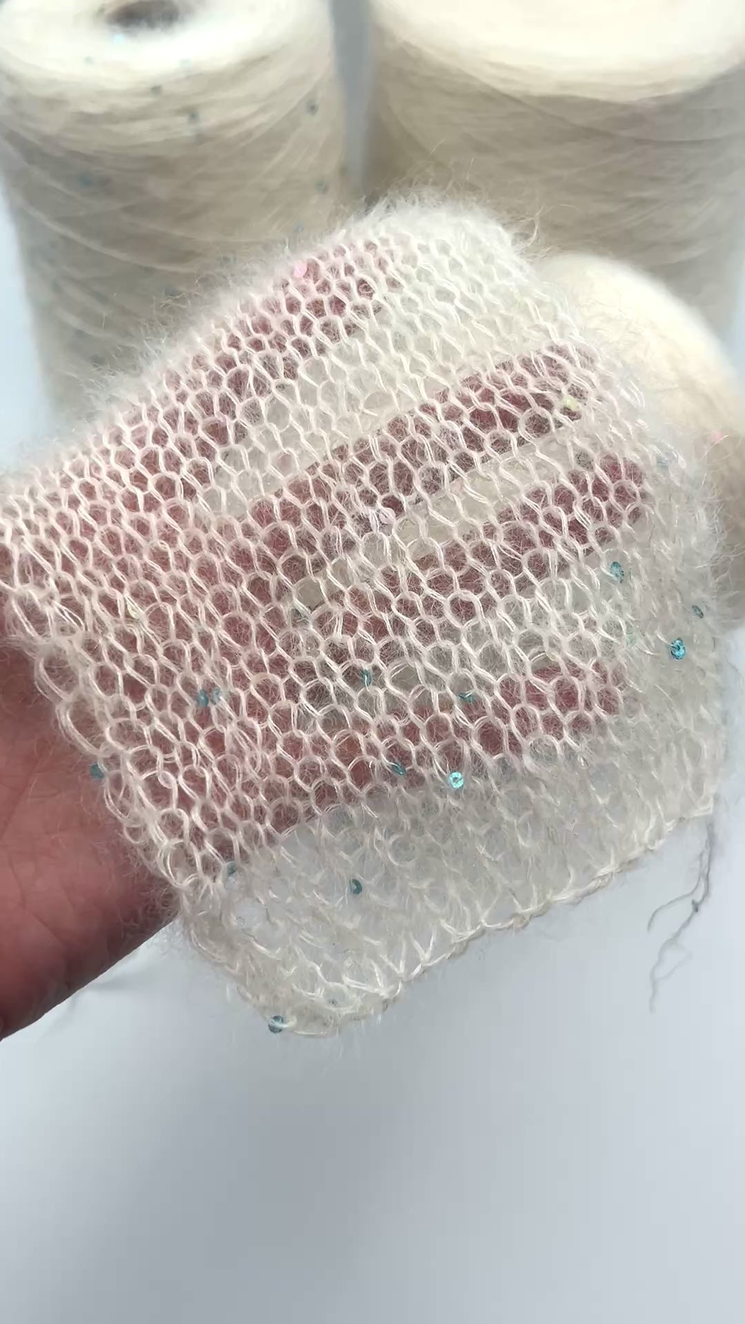 GG FILATI CIGNO Italian superkid mohair silk lace fingering weight yarn with integrated 3mm sequins on cone from iDOKNiT