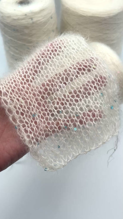GG FILATI CIGNO Italian superkid mohair silk lace fingering weight yarn with integrated 3mm sequins on cone from iDOKNiT