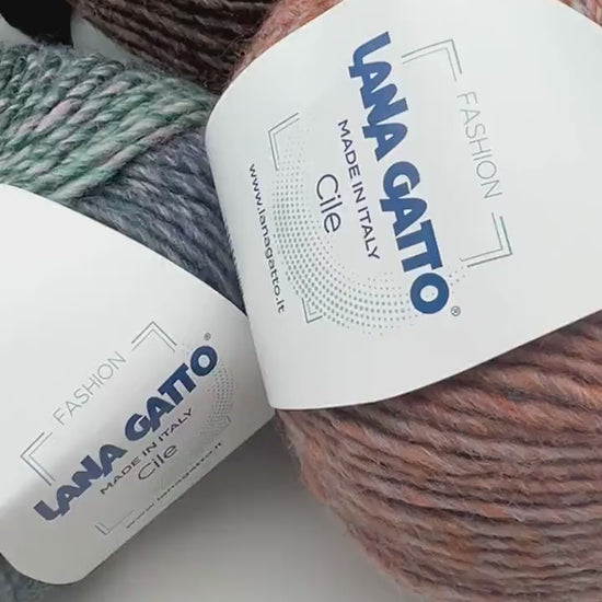 Luxury Lana Gatto CILE mouline gradient Aran yarn from Italy with soft wool acrylic blend for cozy sweaters, oversized cardigans, scarves, hats, and modern winter knitwear projects